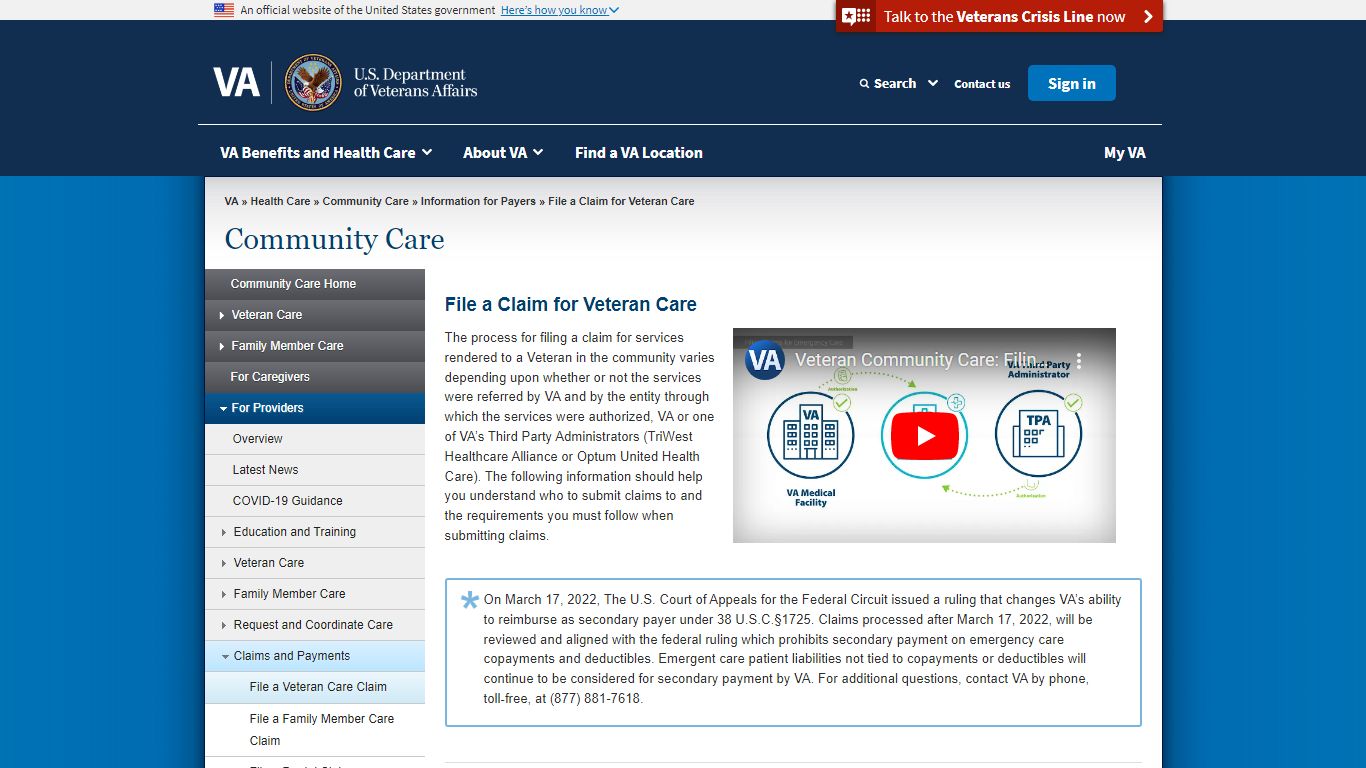 File a Claim for Veteran Care - Community Care - Veterans Affairs